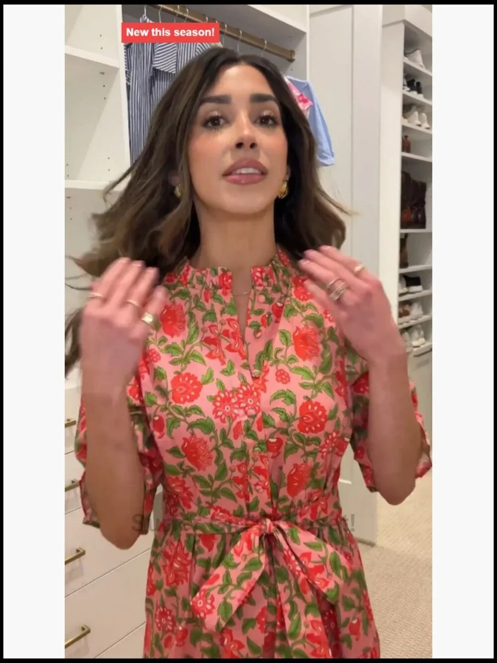 Floral Printed Stand Ruffle Collar Midi Dress Half Sleeve Button Down Flowy